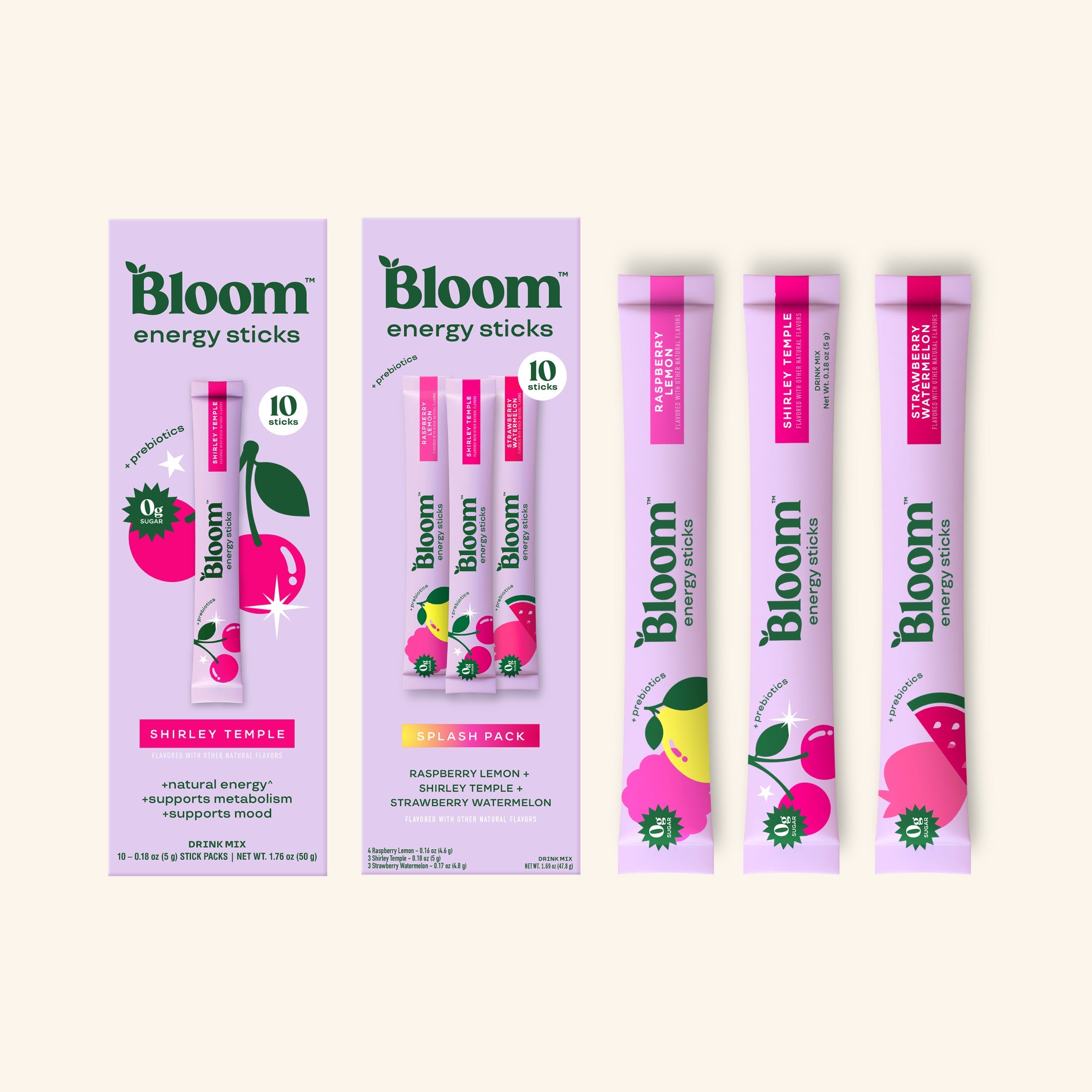 Bloom energy stick packages on a white background